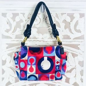 Coach Resort Optic Art Leather Top Handle Purse